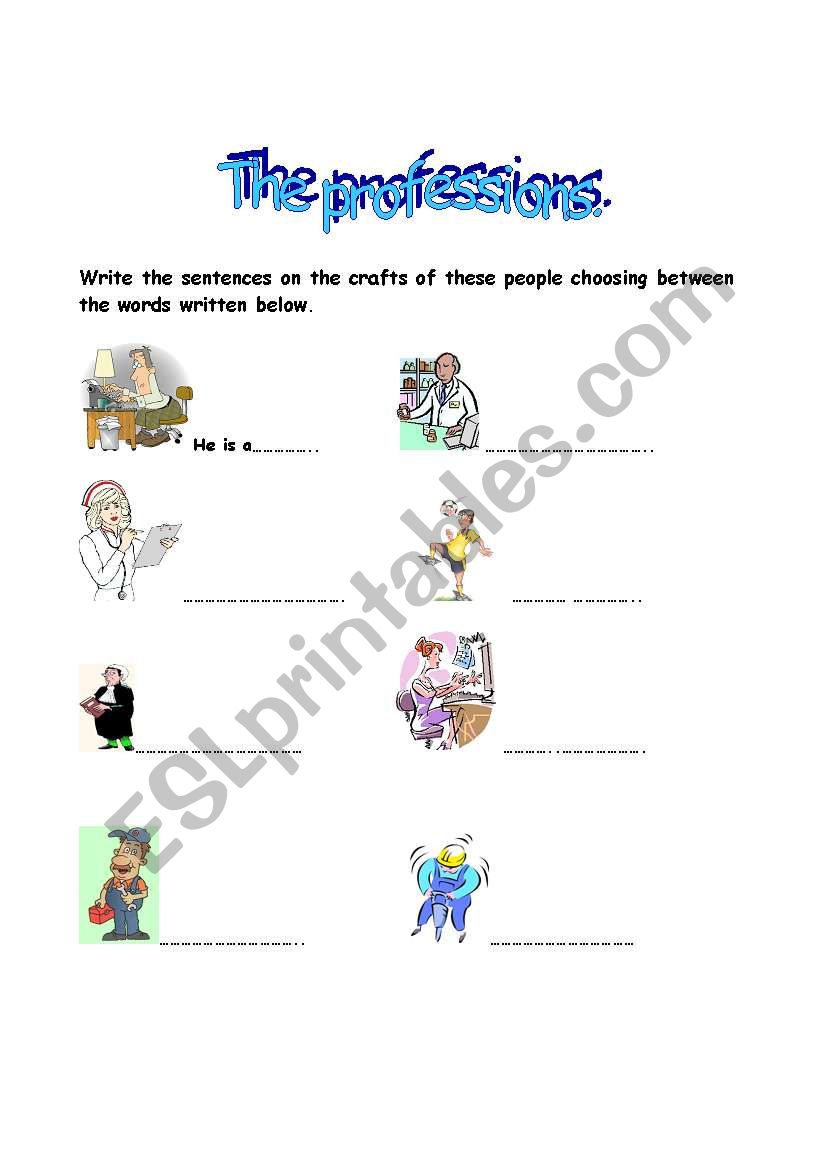 The professions. worksheet