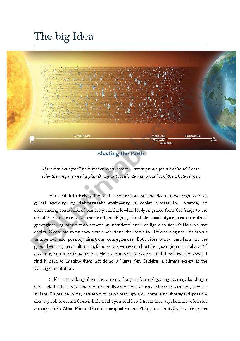 ADVANCED READING - National Geographic Article on Global Warming - Vocabulary exercises and discussion