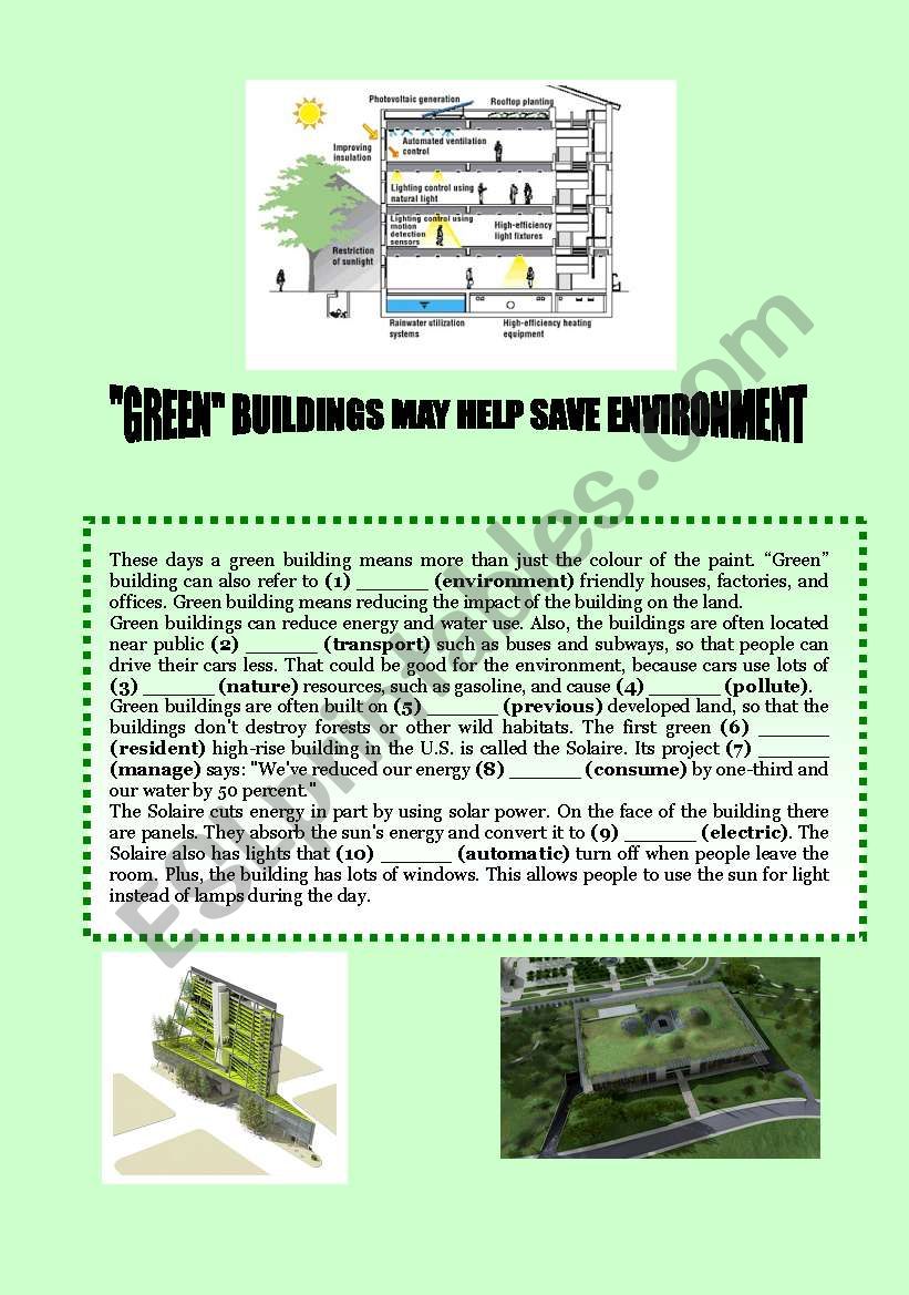 Green building  worksheet