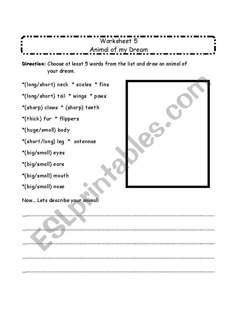 animal Vocab worksheet