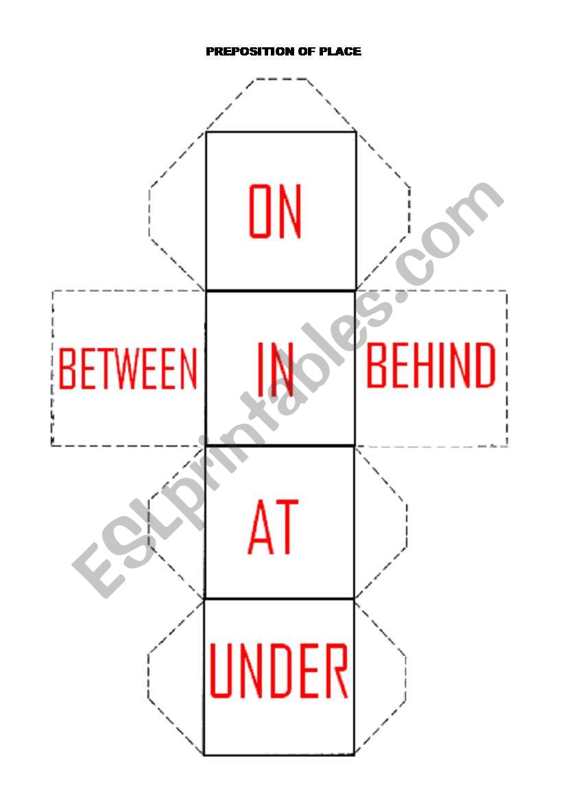 Cube -  preposition of place worksheet