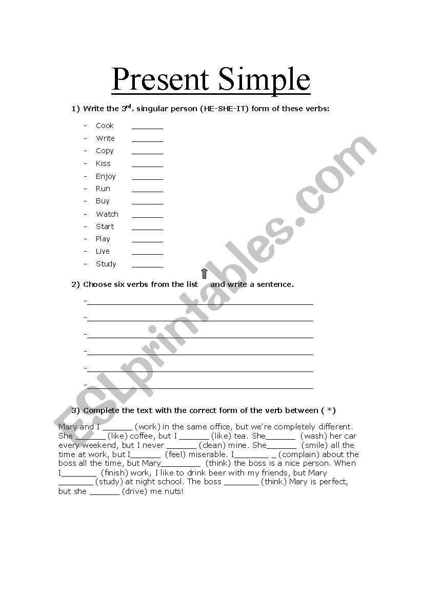 present simple worksheet