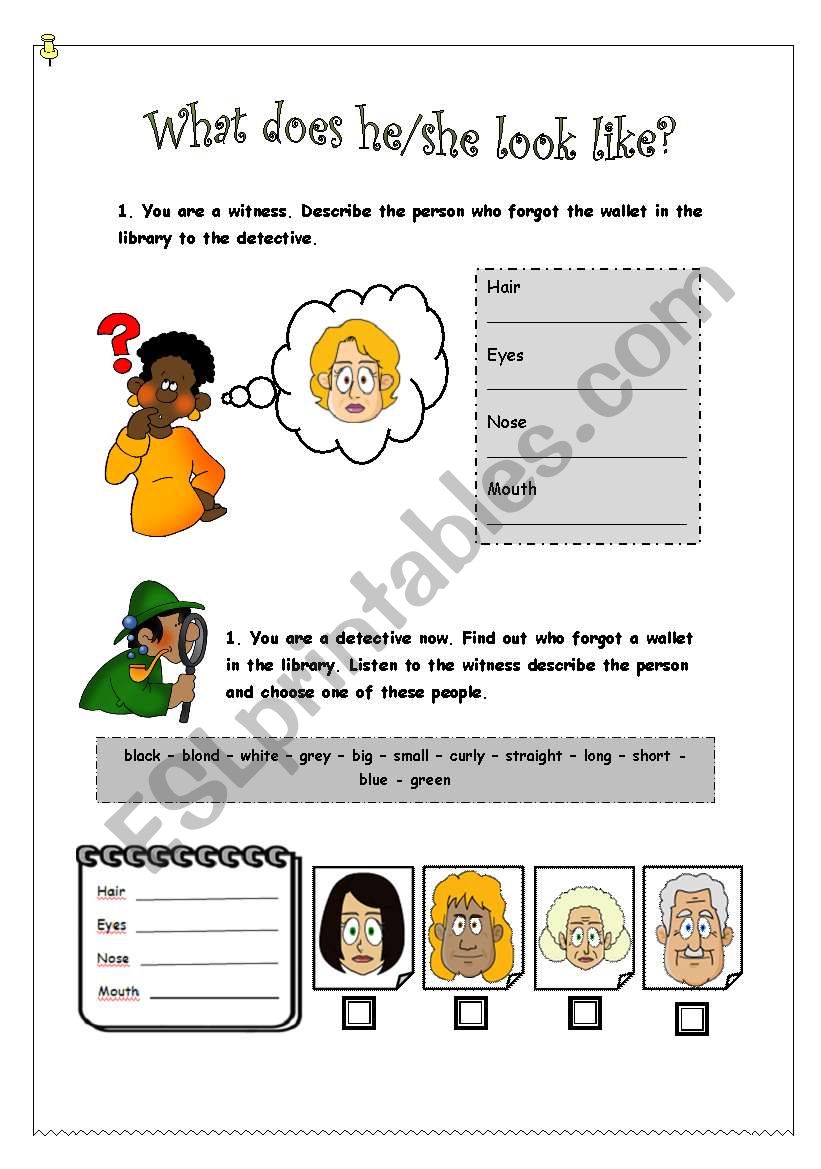 What does he/she look like? (B) - ESL worksheet by Nishaya