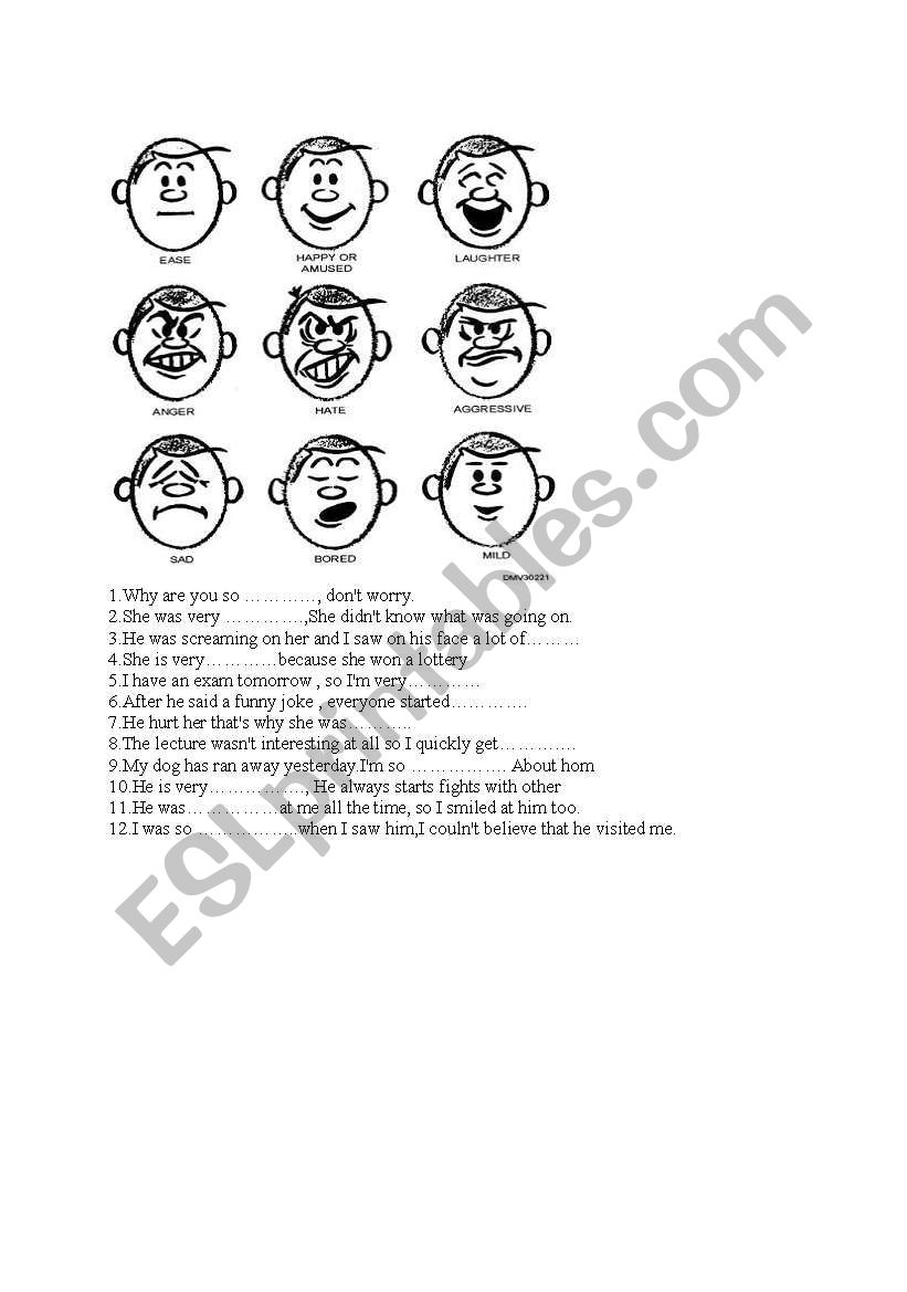 facial expressions+ exercises worksheet