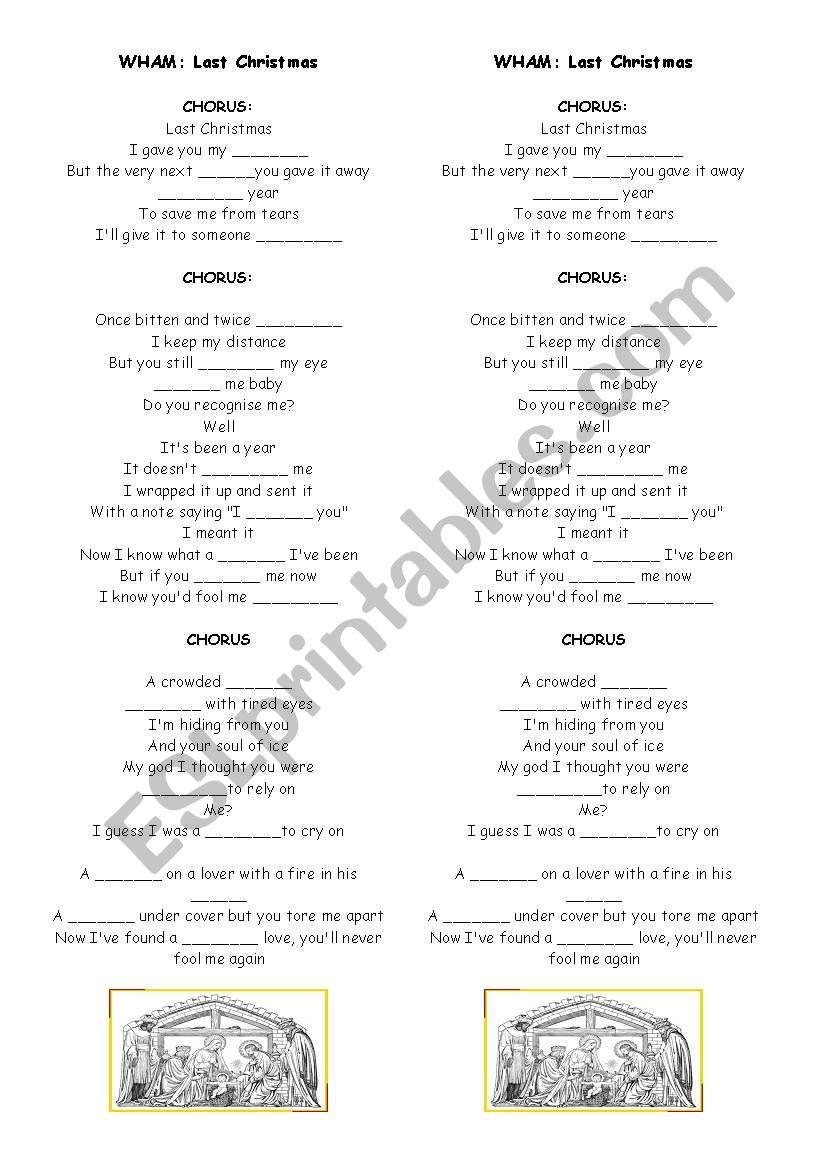 WHAM: Last Christmas-song worksheet