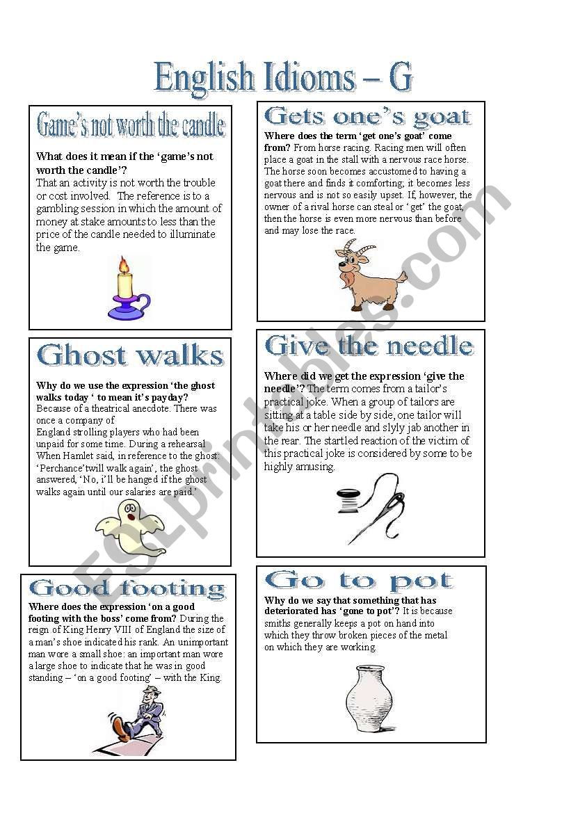 English Idioms - G worksheet