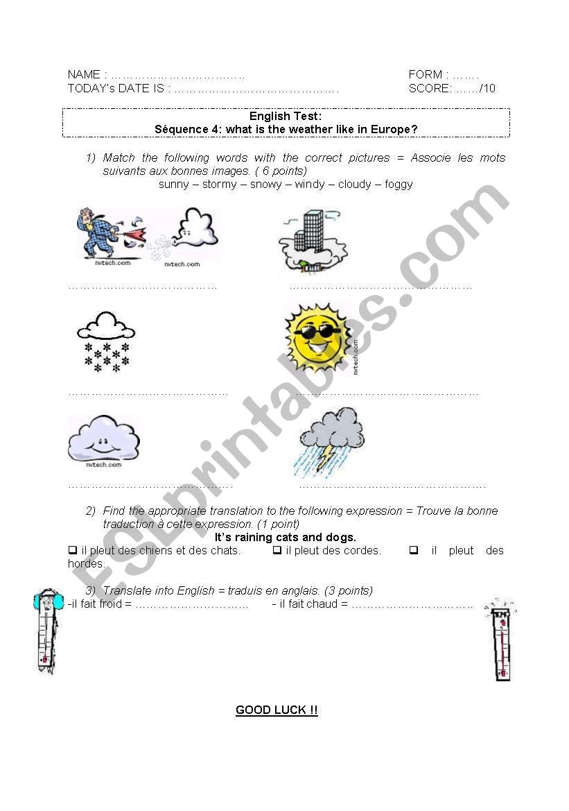 What is the weather like?  worksheet