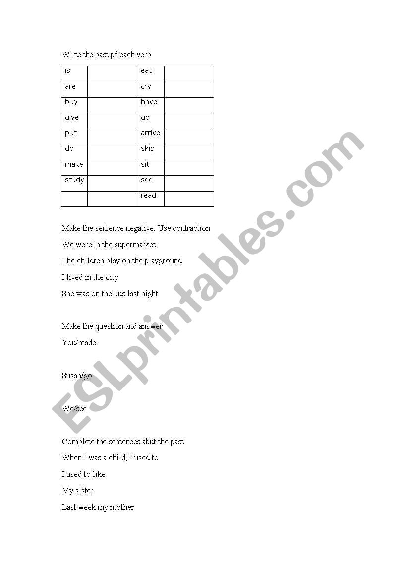 verbs worsheet worksheet