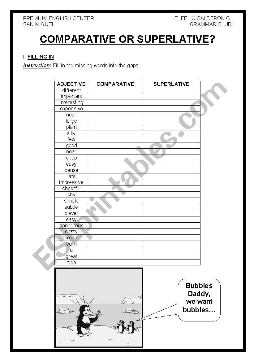 comparative and superlative worksheet