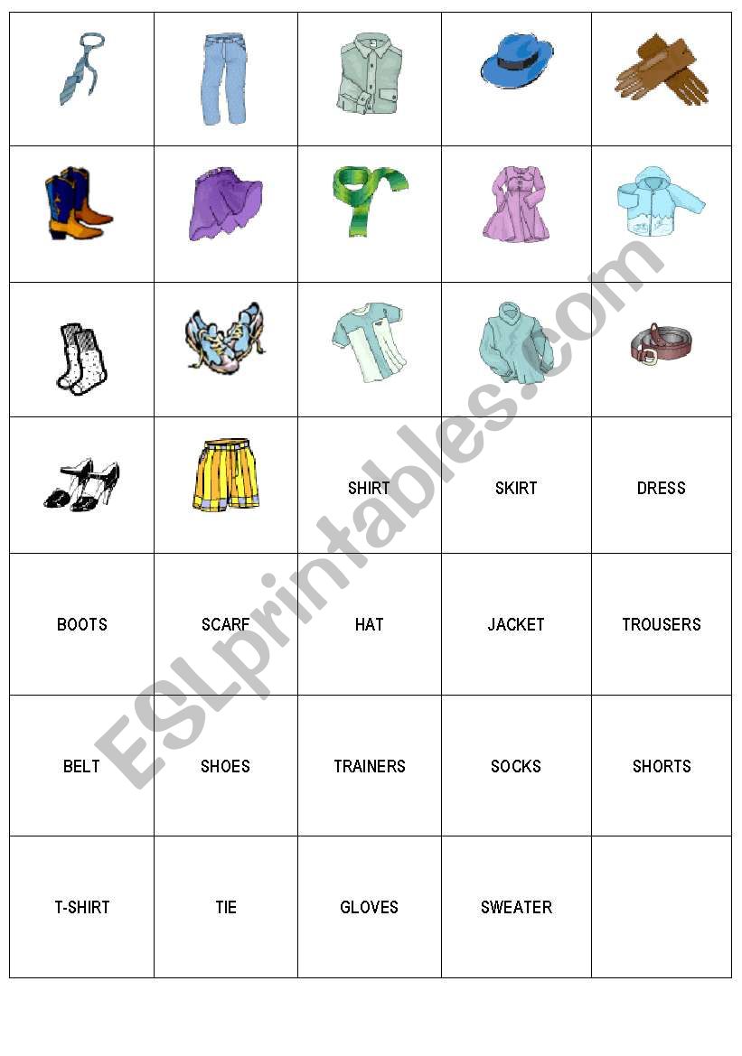 CLOTHES worksheet