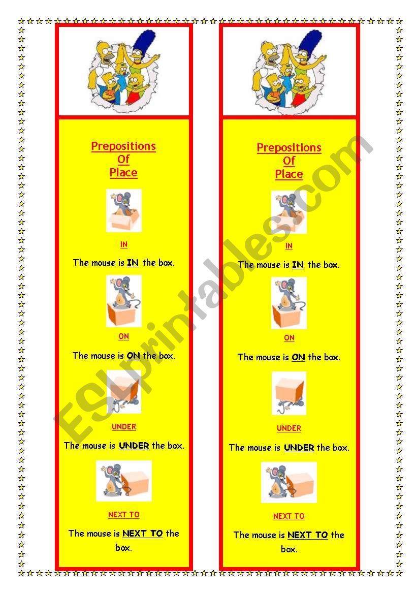 BOOKMARKS: Prepositions of Place & The Simpsons