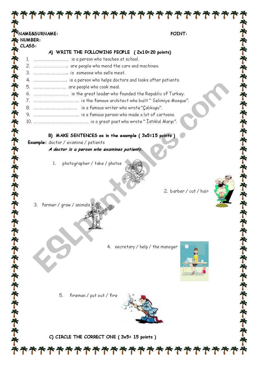 An Exam  worksheet