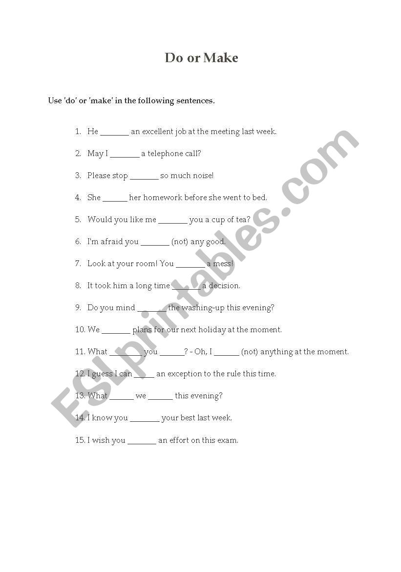 Do & Make worksheet