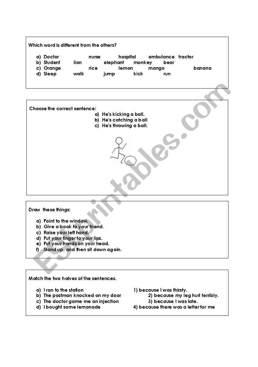 Exercises for reading worksheet