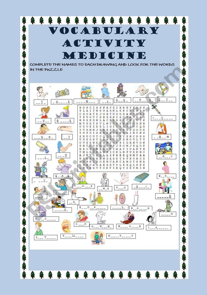 medicine vocabulary worksheet