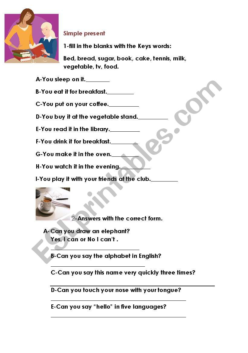 simple present questions worksheet