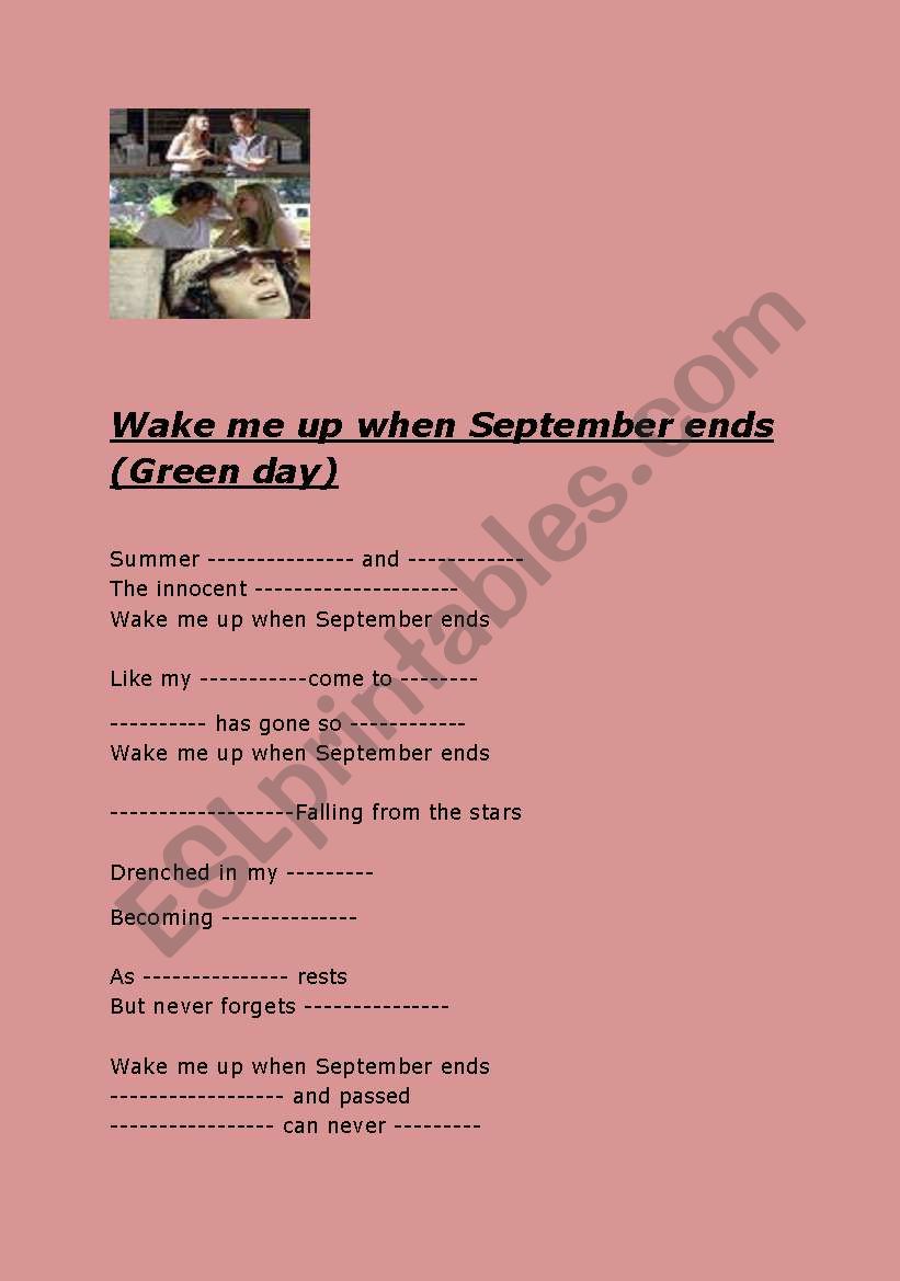 WAKE ME UP WHEN SEPTEMBER ENDS. GREE DAY