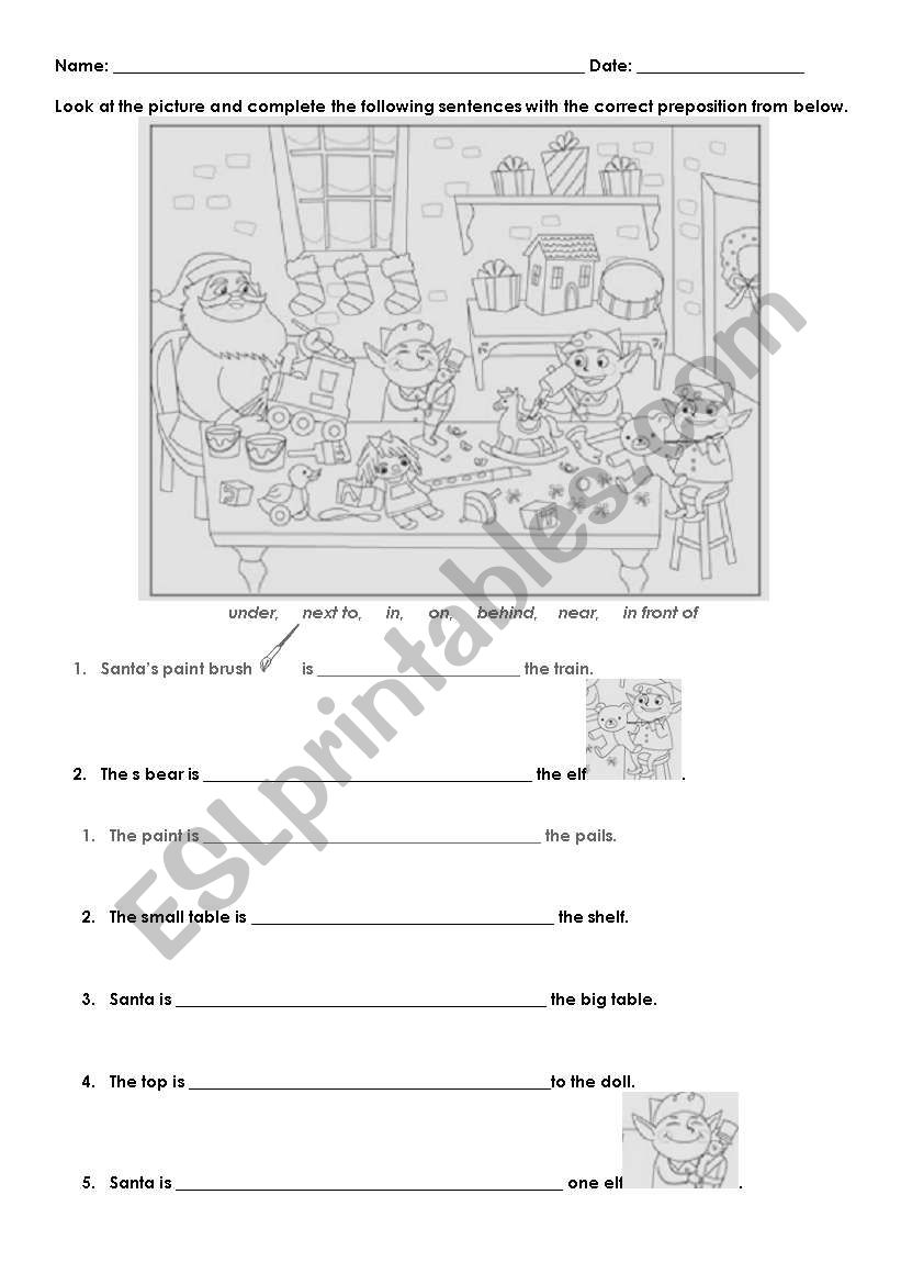 Prepositions of Place worksheet