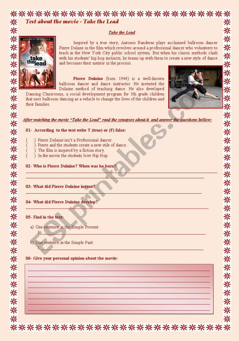 Movie - Take the Lead worksheet