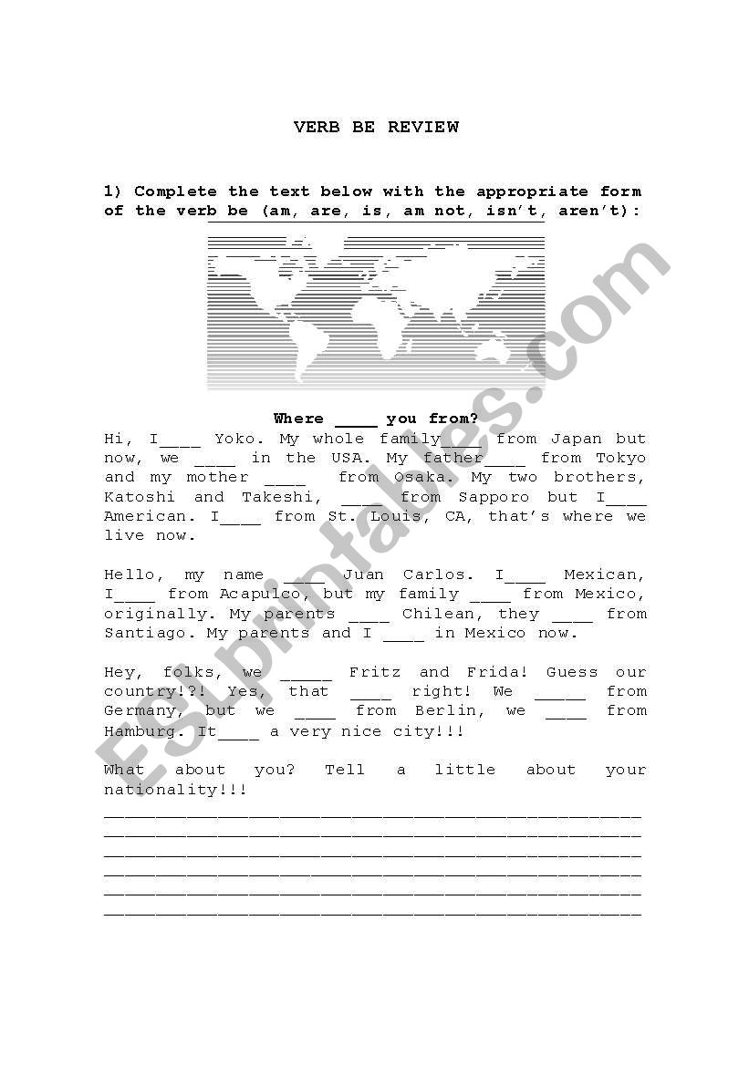 verb be review and nationalities