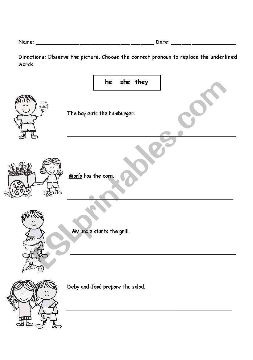 Pronouns worksheet