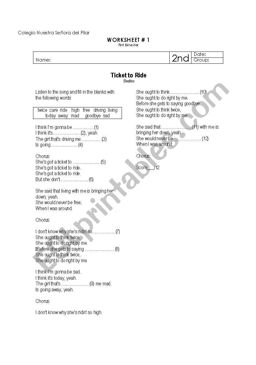 ticket to ride worksheet