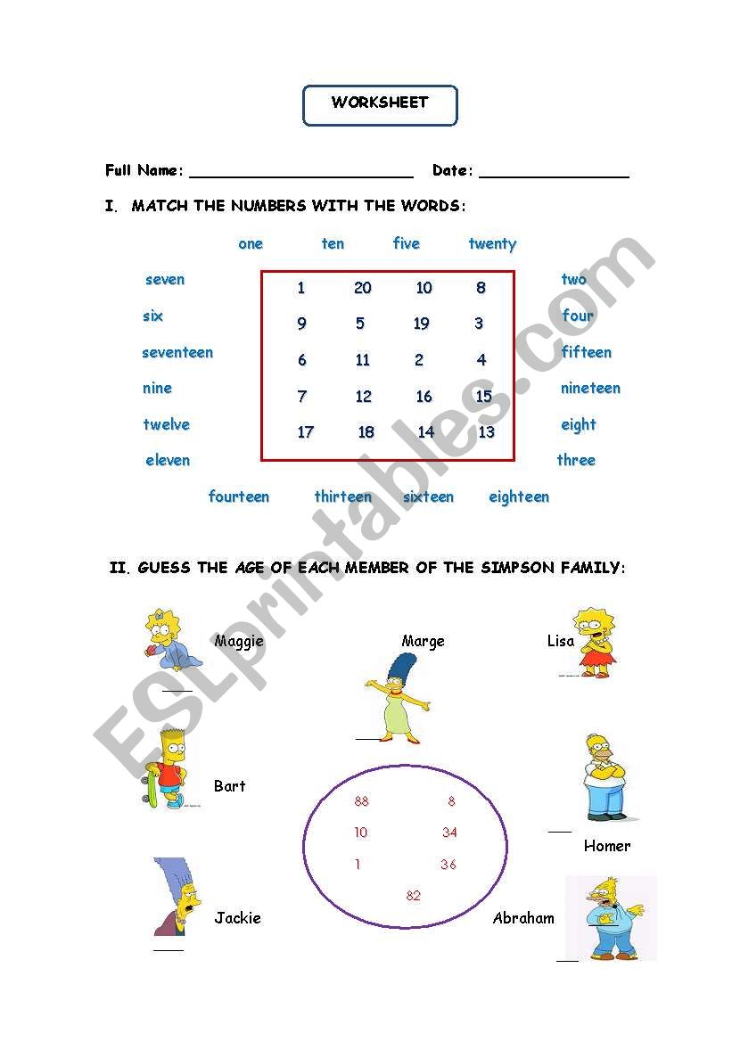 Numbers with the Simpsons family