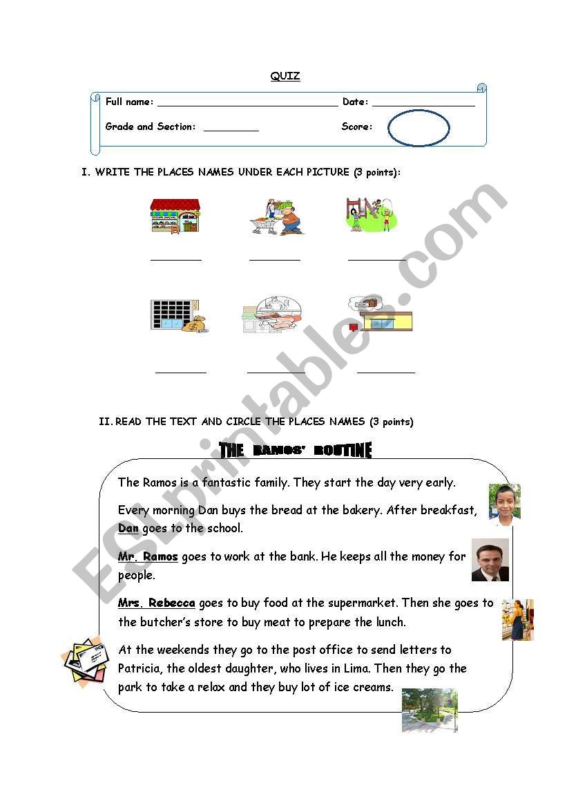 PLACES  worksheet