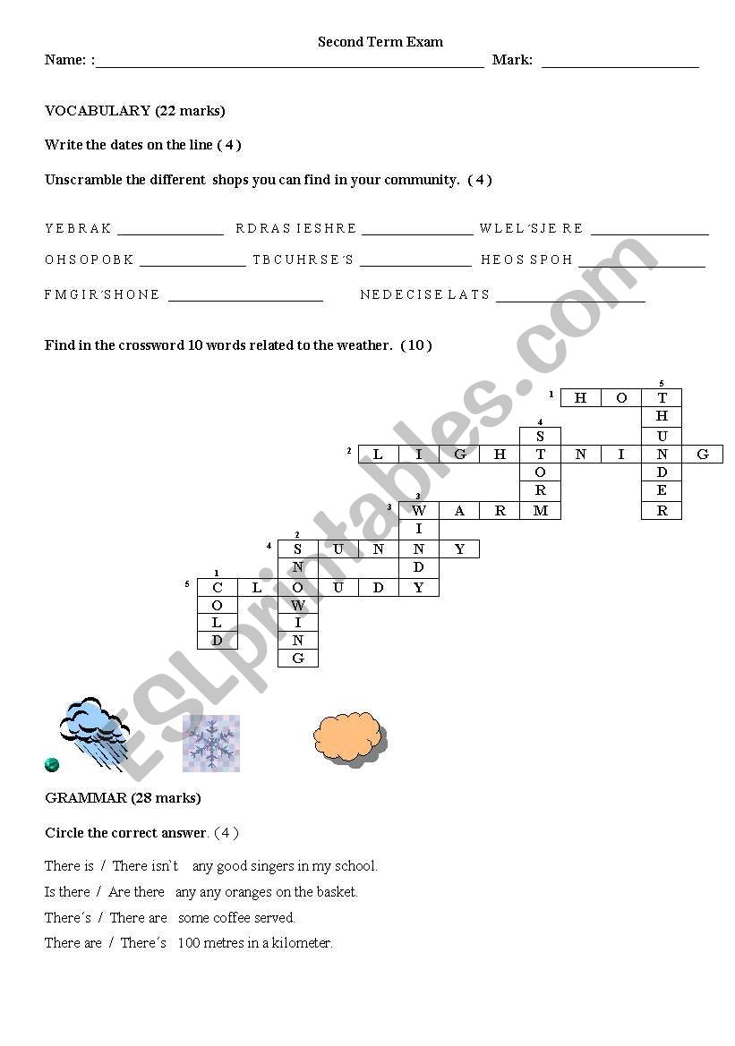 exam 100  editable worksheet