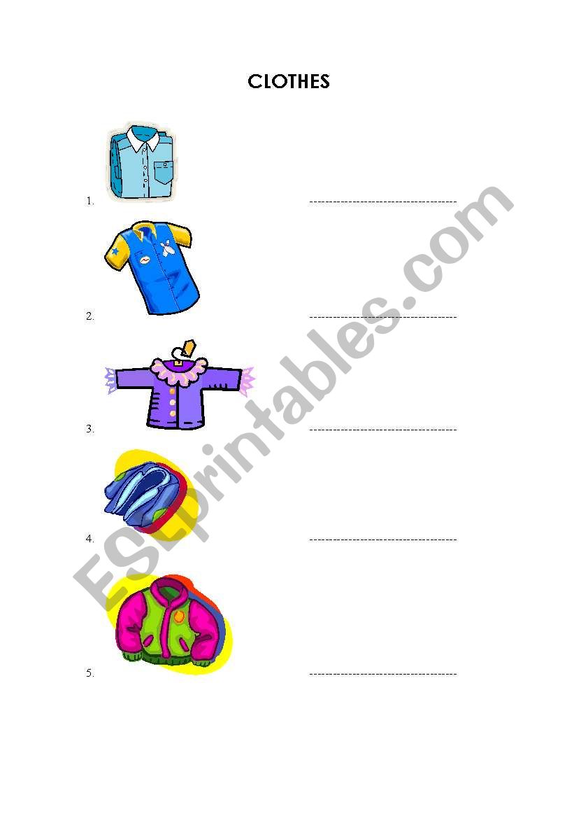 Clothes worksheet