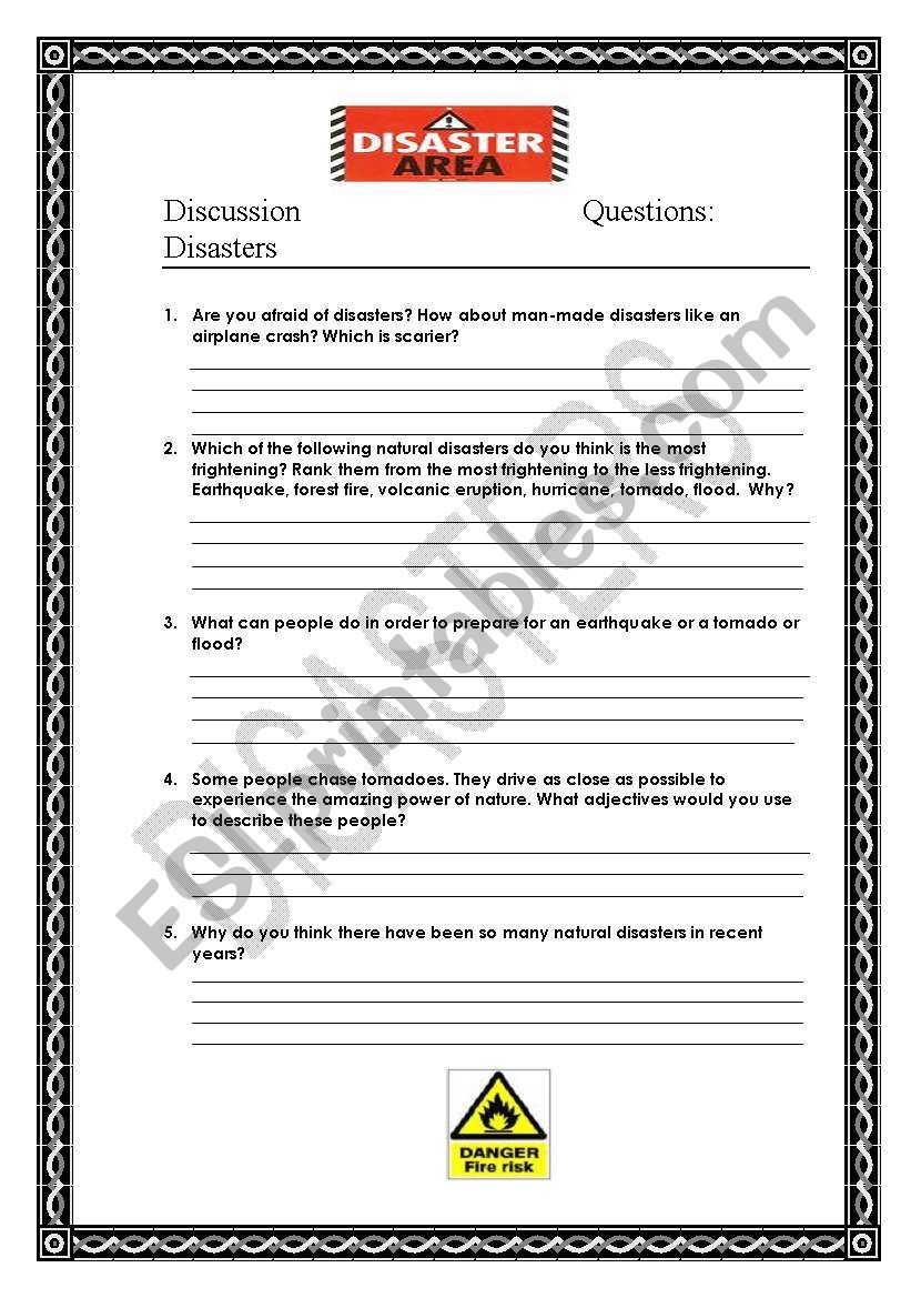 Natural Disasters worksheet