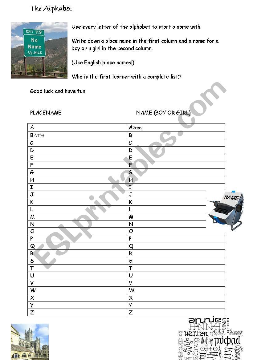 The Alphabet worksheet