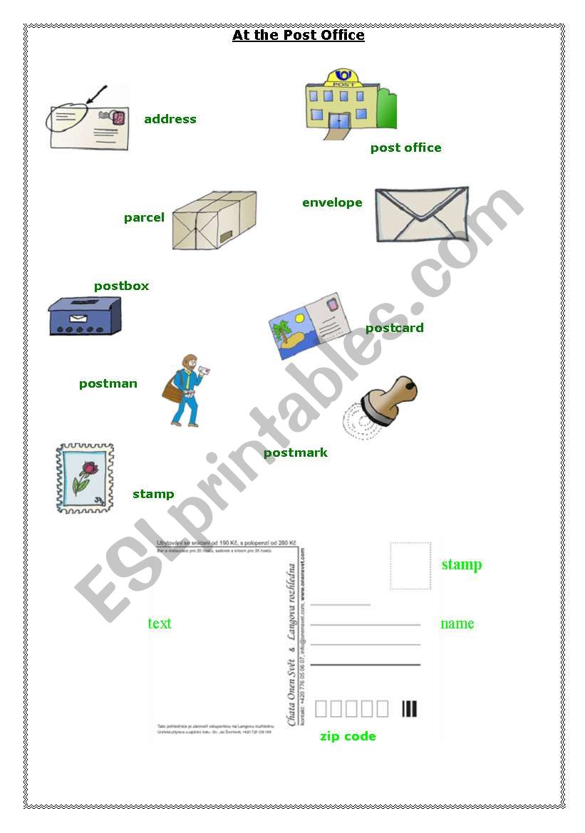 At the post office worksheet