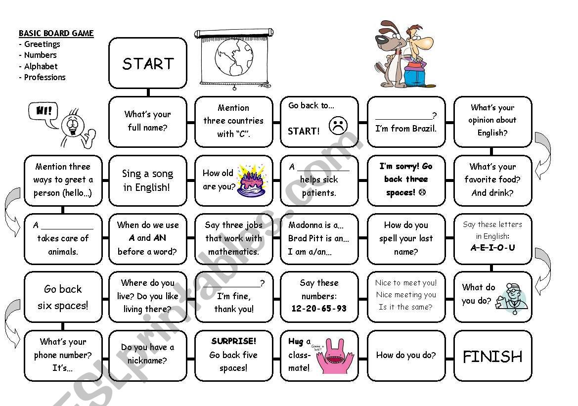 Introductions Board Game worksheet