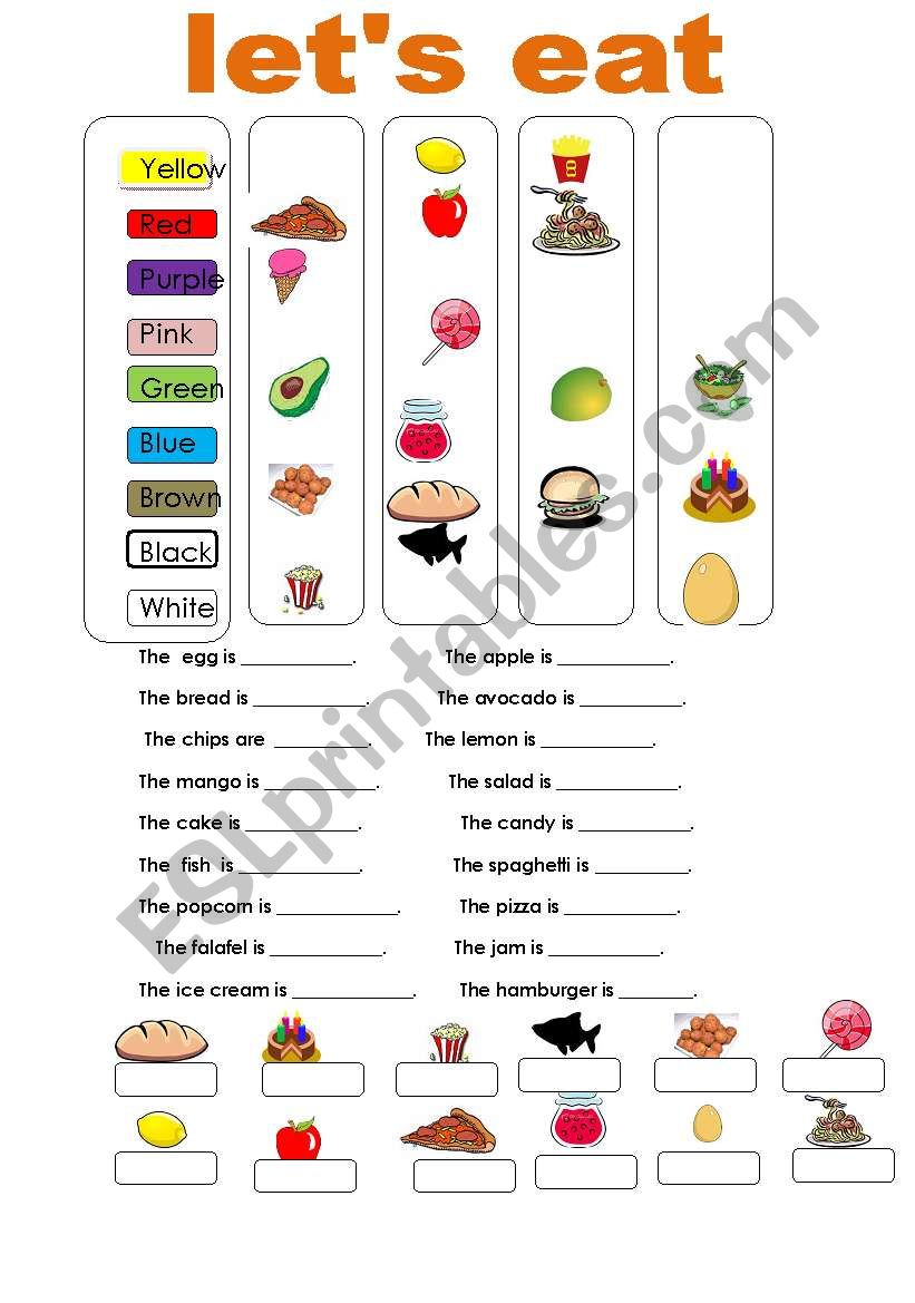 colorful ,food worksheet