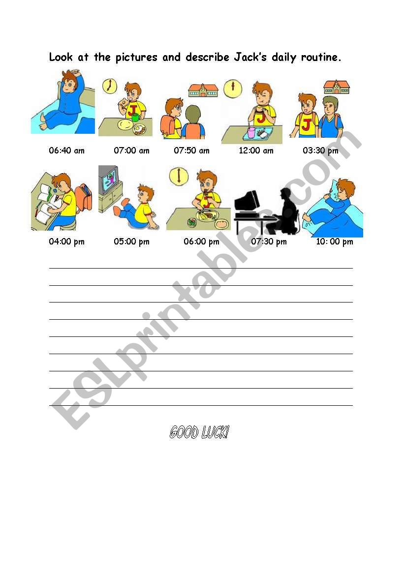 Daily Routines worksheet