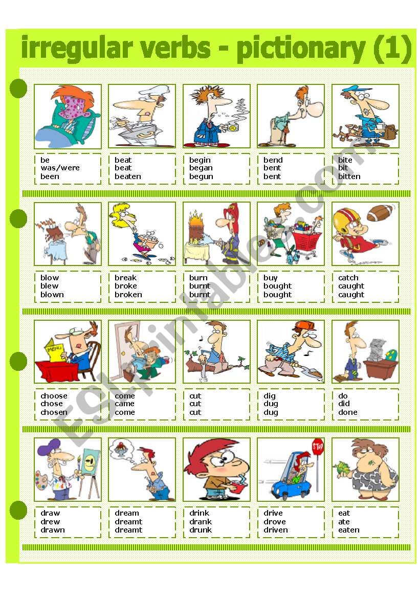 IRREGULAR VERBS - PICTIONARY 1 - PART 1