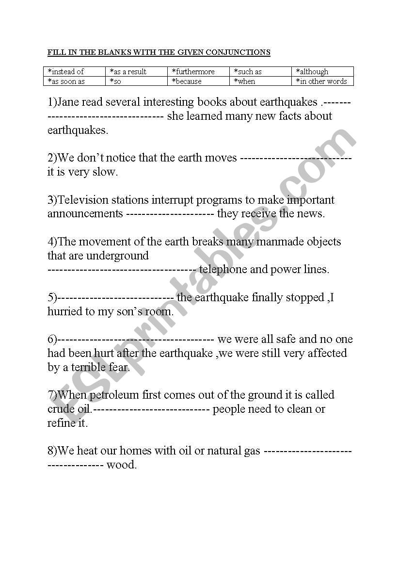 conjunctions worksheet