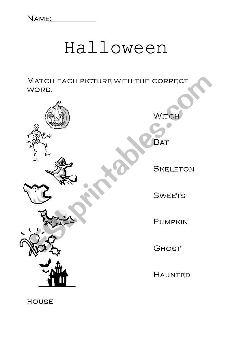 Halloween vocabulary worksheet