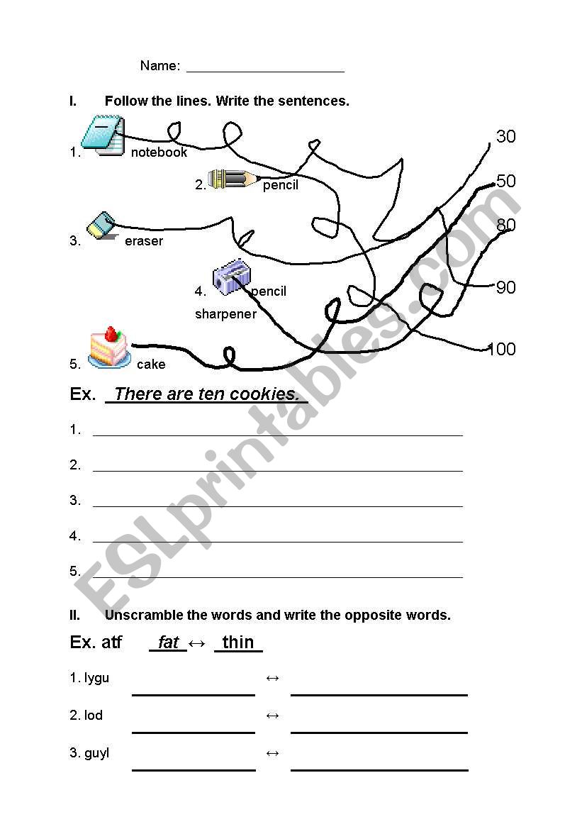 Opposite worksheet