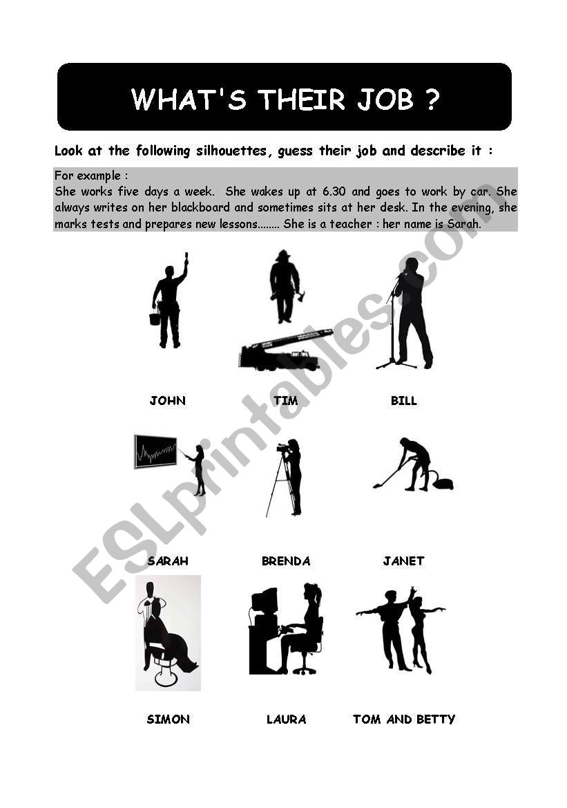 SILHOUETTES - JOBS worksheet