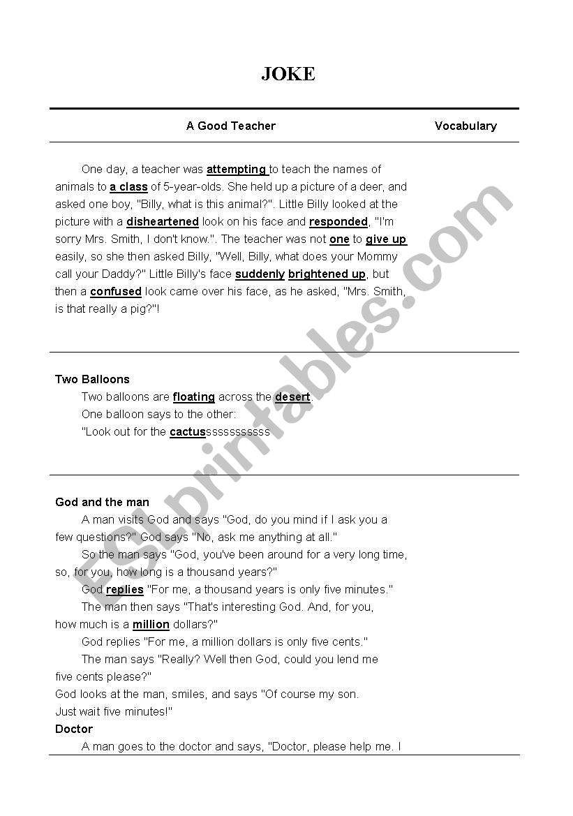 joke worksheet