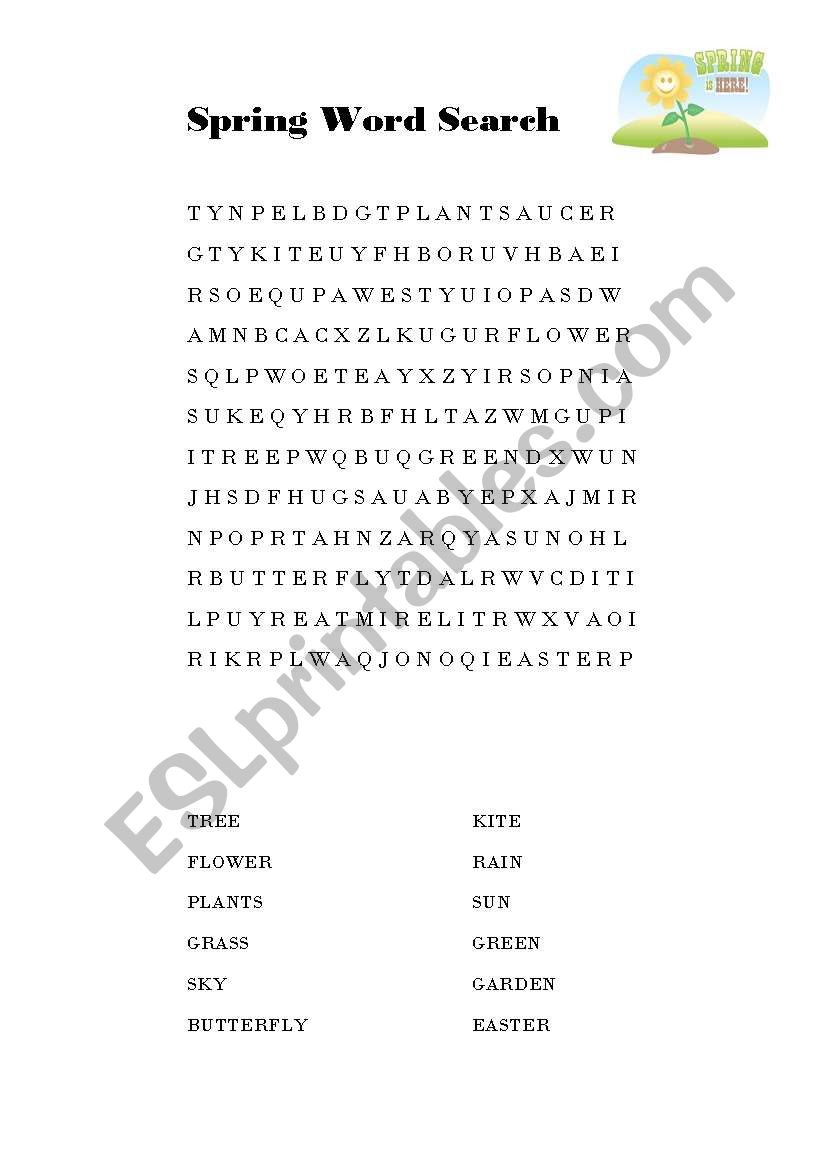 Spring Word Search worksheet