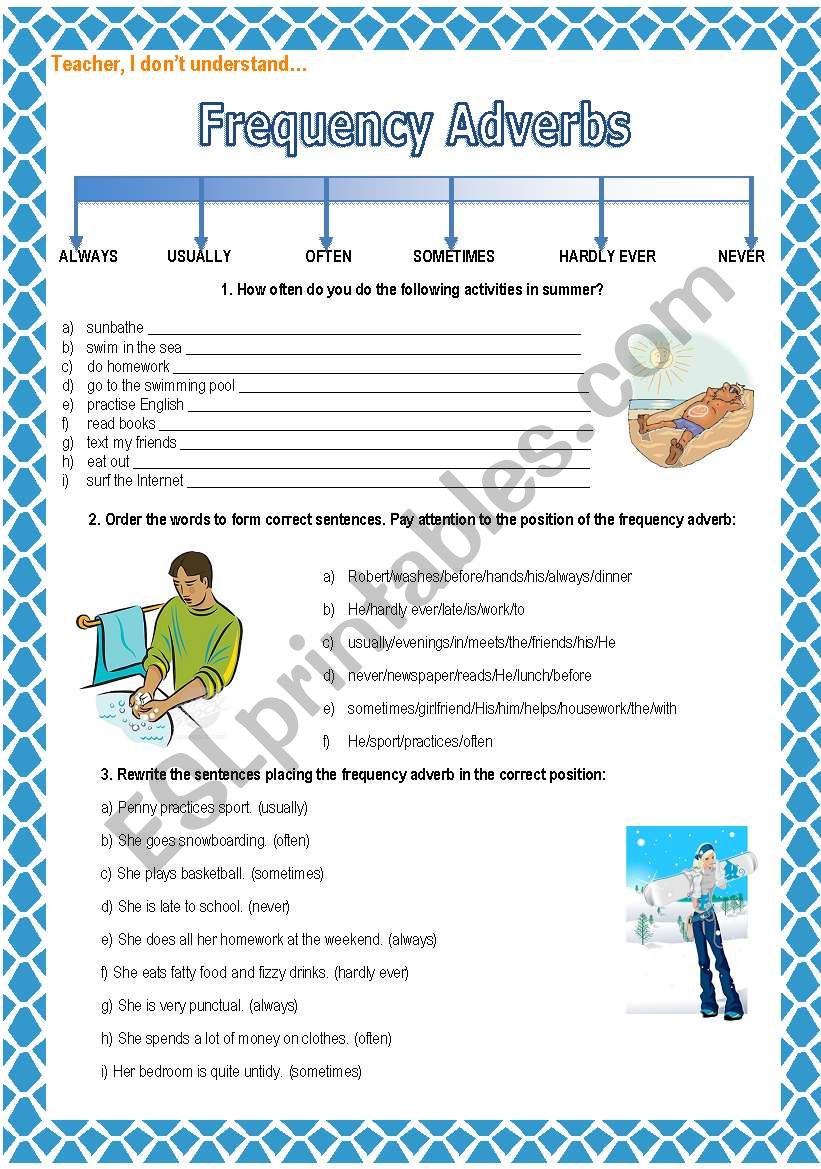 frequency adverbs worksheet