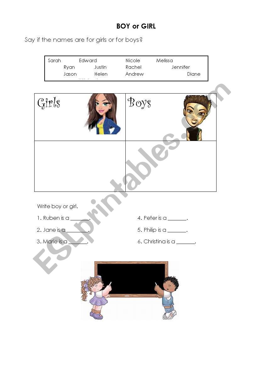 Boy or Girl worksheet