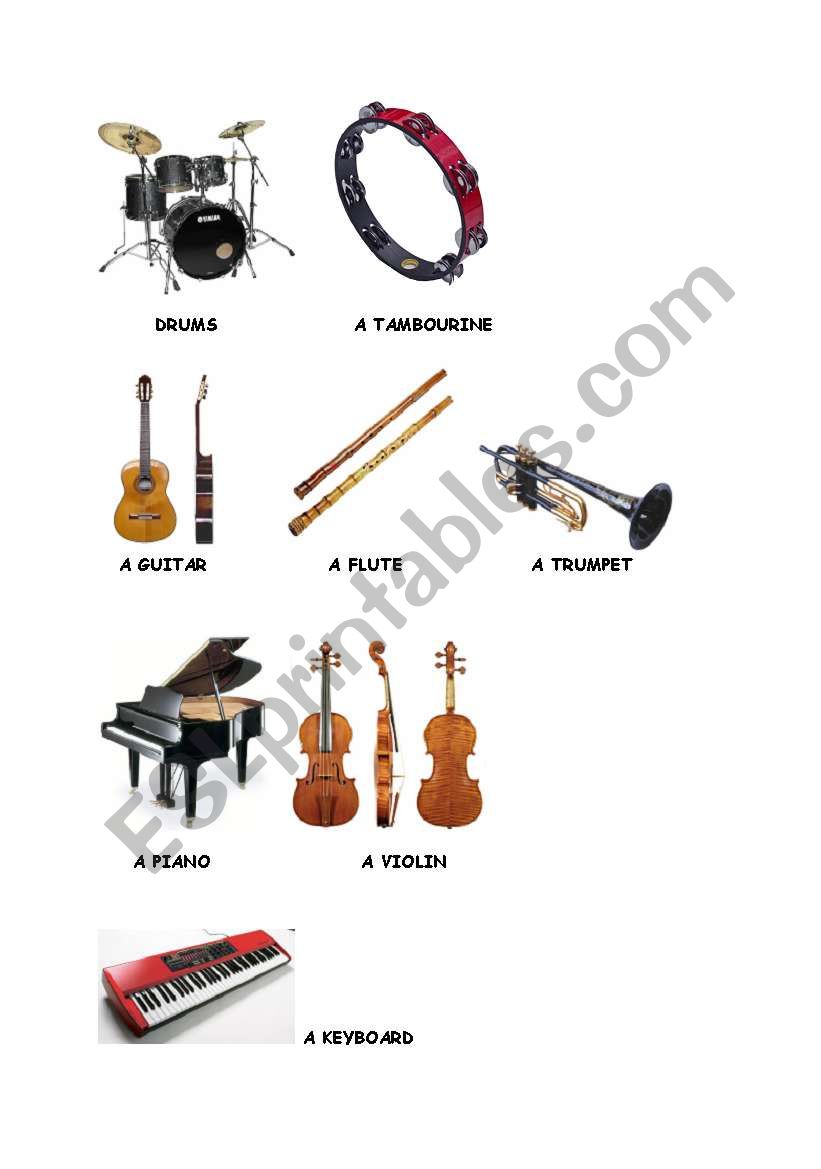 Musical instruments worksheet