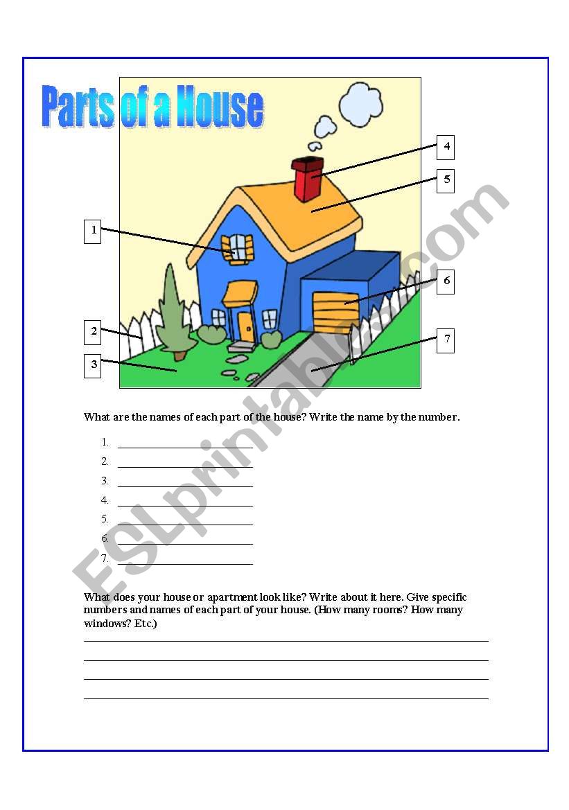 Parts of a House worksheet