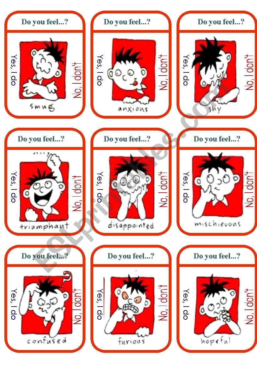 Feelings Game Cards (2of2) worksheet