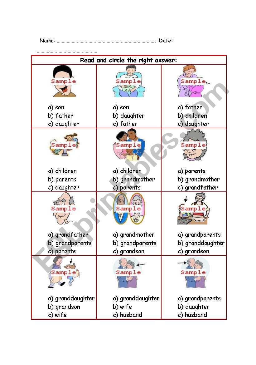 family worksheet