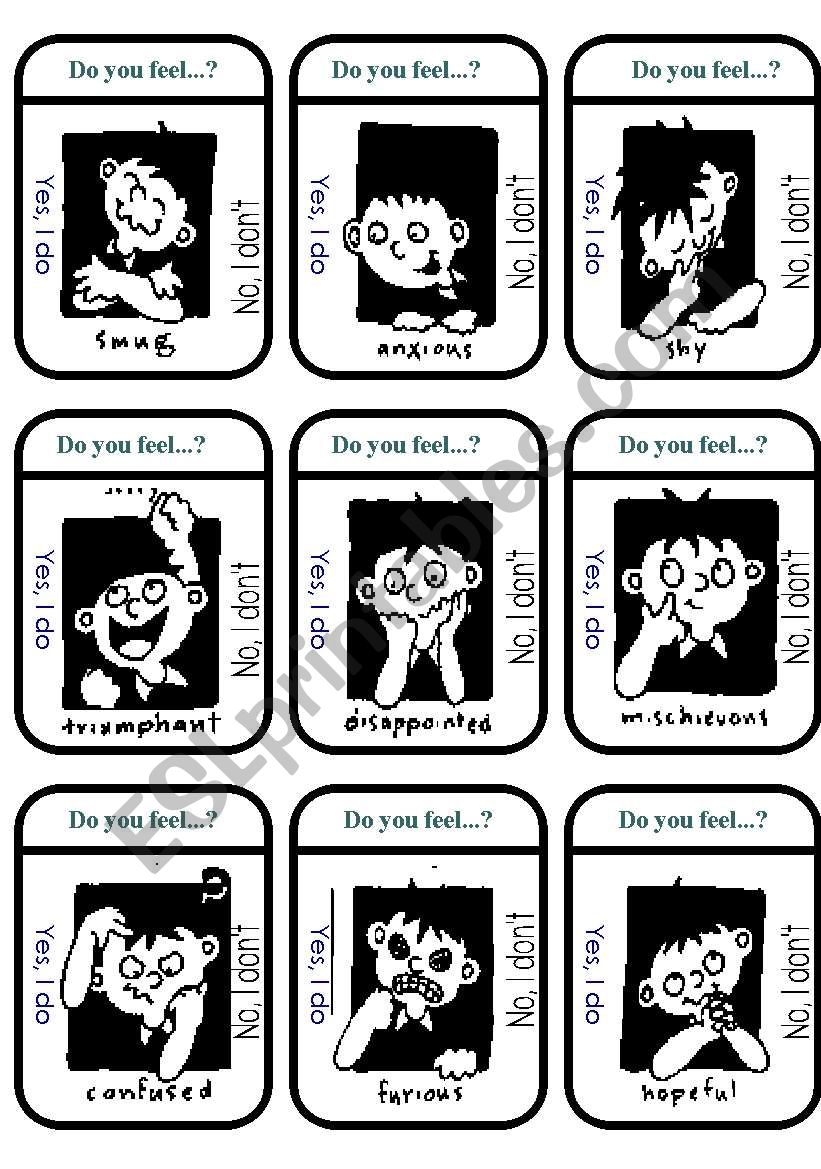 Feelings Cards B&W worksheet